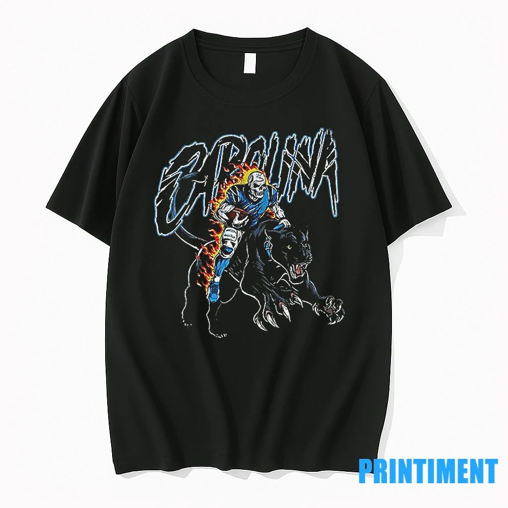 Carolina Panthers Skeleton Riding Black Panther Tshirts Sweater