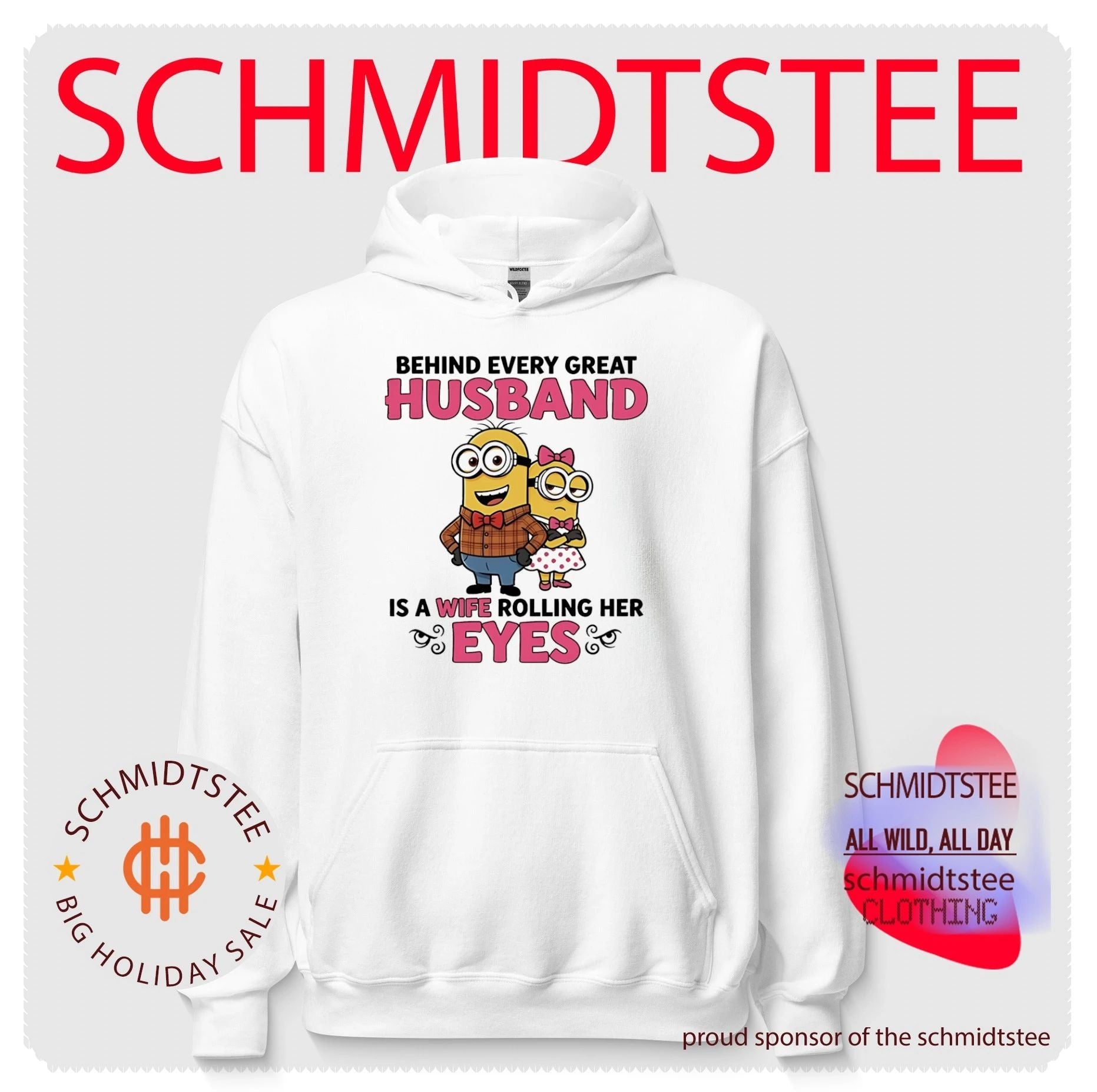Behind every great husband is a wife rolling her eyes Minion shirt