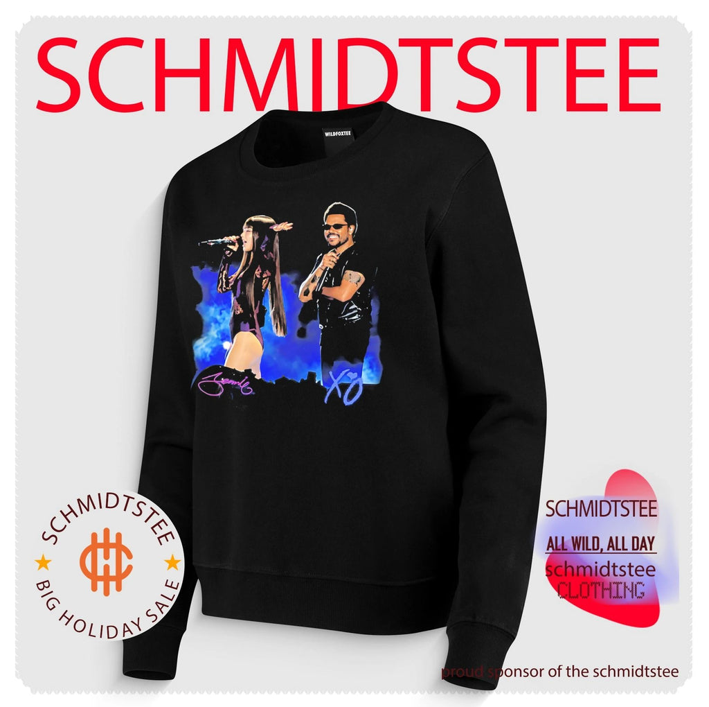 Jennie and The Weeknd on the stage signature shirt