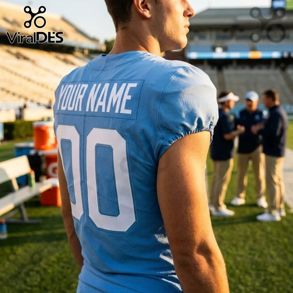 North Carolina Tar Heels Light Blue Custom Football Jersey