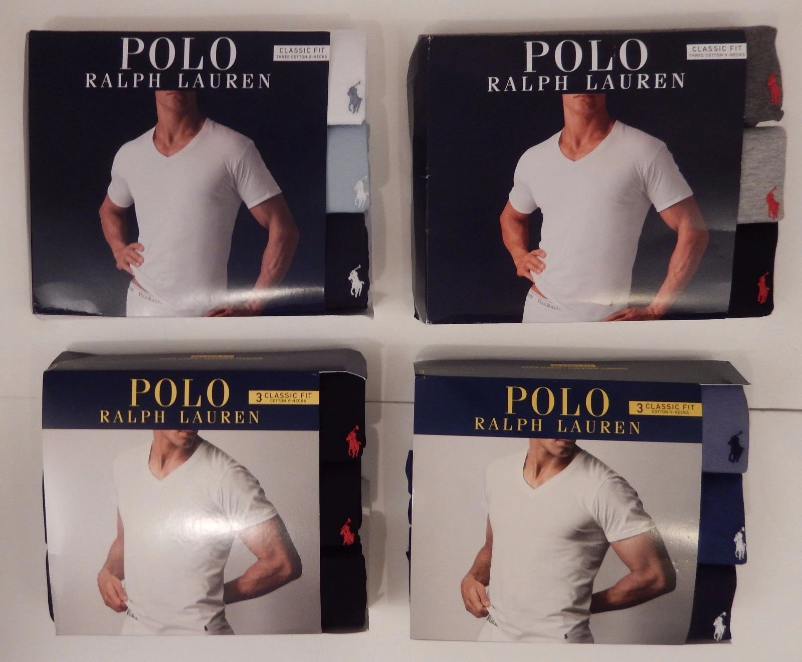 3 POLO RALPH LAUREN MENS XXL 2XL COTTON BLACK WHITE GRAY BLUE V NECK T SHIRTS