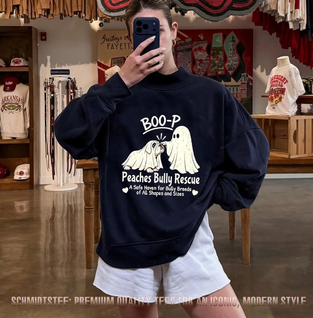 BOO-P Peaches Bully Rescue A Safe Haven For Bully Breeds of All Shapes And Sizes Halloween shirt