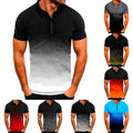 Mens Short Sleeve Tee Shirt Golf Business Dress Zipper Slim Fit Tops T Shirt T
