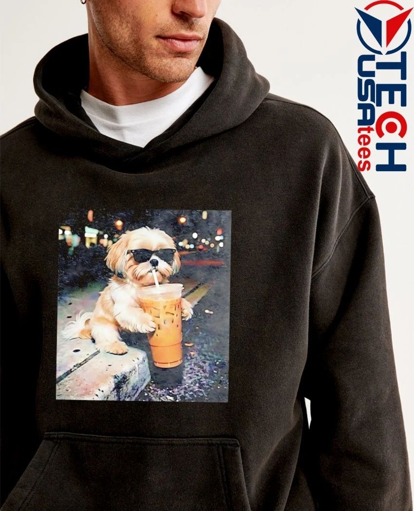 Shih Tzu drinking iced coffee shirt