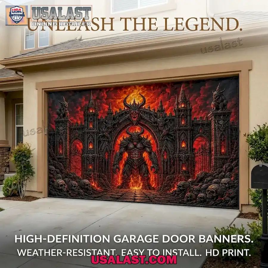 Hellfire Demon Gate Halloween Garage Door Banner