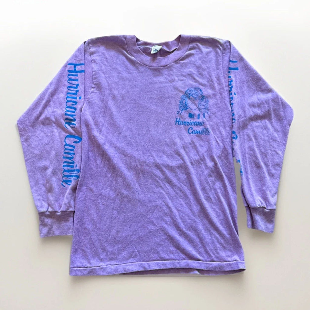 Vintage Surf Shirt Mens M Hurricane Camille Purple 80s Beach Summer