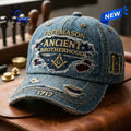 Freemason Ancient Brotherhood Distressed Denim Cap