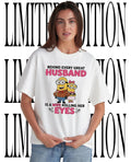 Minion couple behind every great husband is a wife rolling her eyes shirt