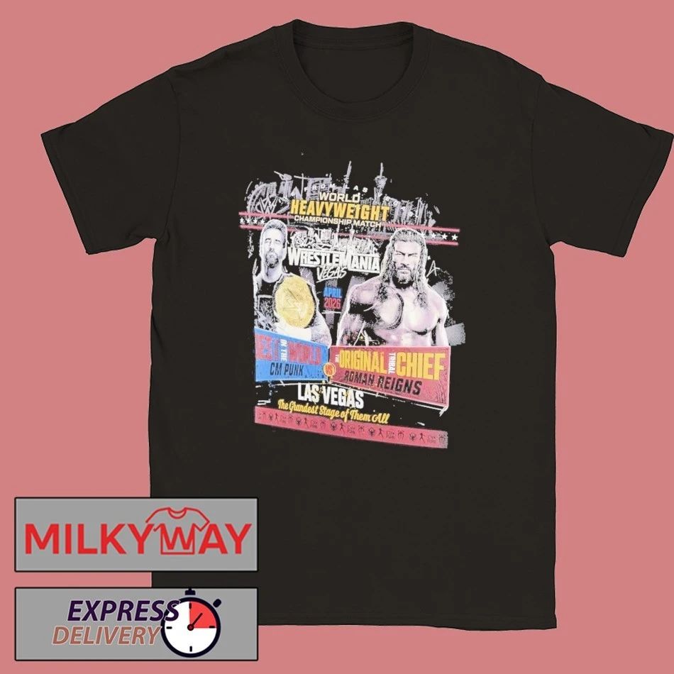 WrestleMania 42 CM Punk vs Roman Reigns World Heavyweight Championship Match April 2026 shirt