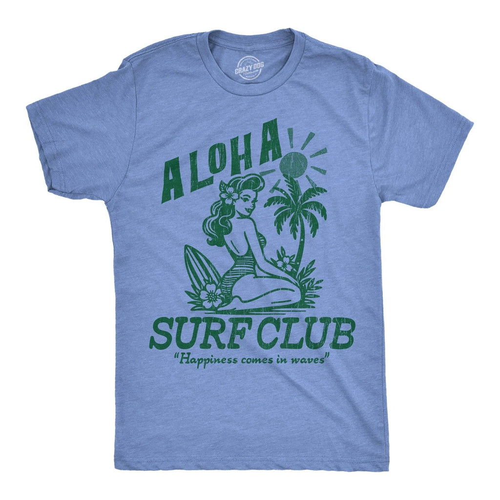 Mens Funny T Shirts Aloha Surf Club Sarcastic Beach Graphic Novelty Tee For Men