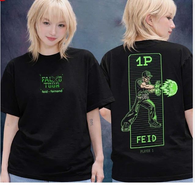 Feid Merch Falxxo Tour 2026 Player 1 Double Sided Unisex T-Shirt S-5XL
