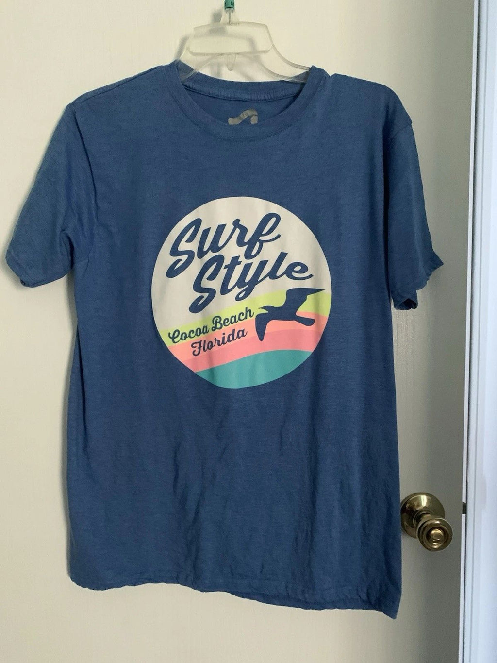 Vintage Cocoa Beach Fl “Surf Style” Graphic T-Shirt Blue Medium