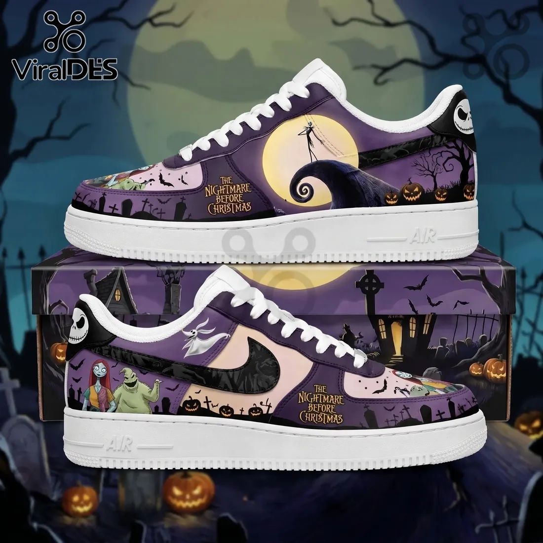 The Nightmare Before Christmas Purple Air Force 1 Shoes