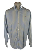 TOMMY HILFIGER Blue Long Sleeve Shirt size M Mens 100's Two-ply Striped