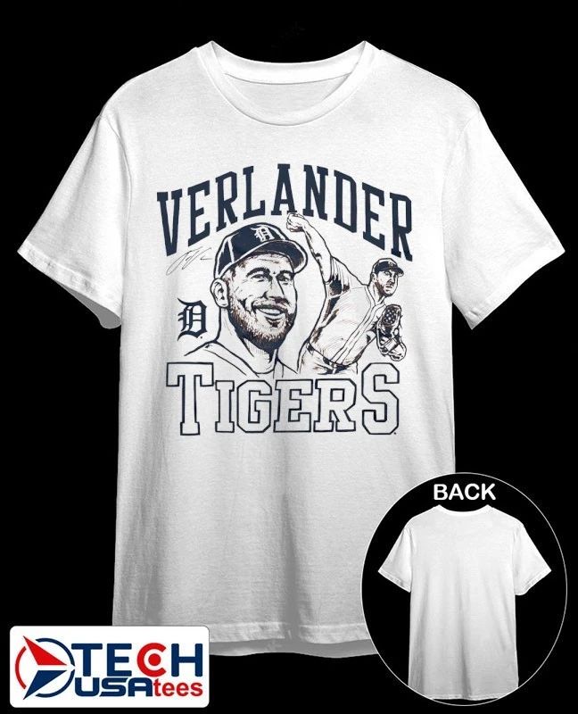 Detroit Tigers Justin Verlander portrait signature shirt by homage