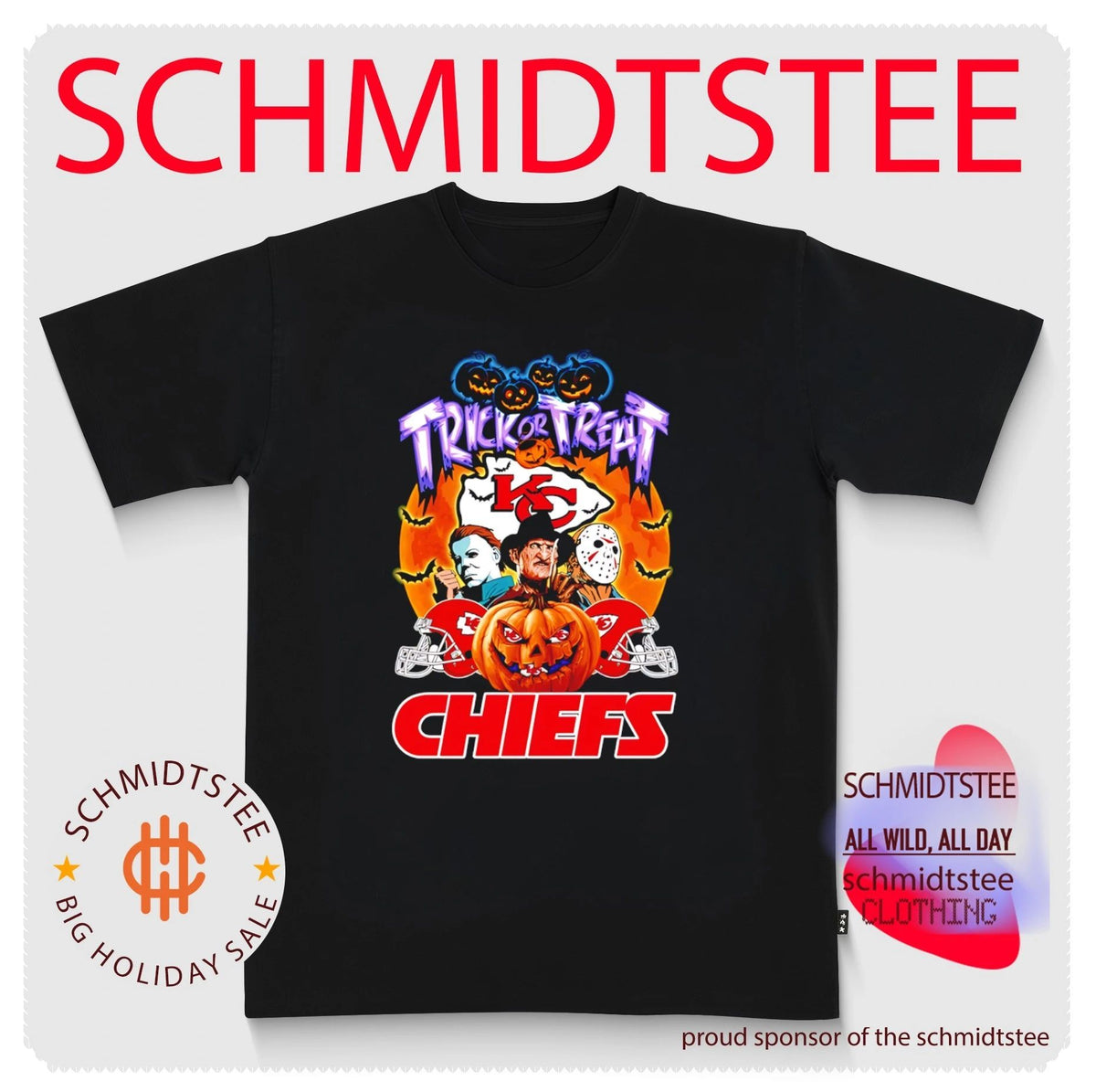 Kansas City Chiefs x Horror characters Trick Or Treart Halloween shirt