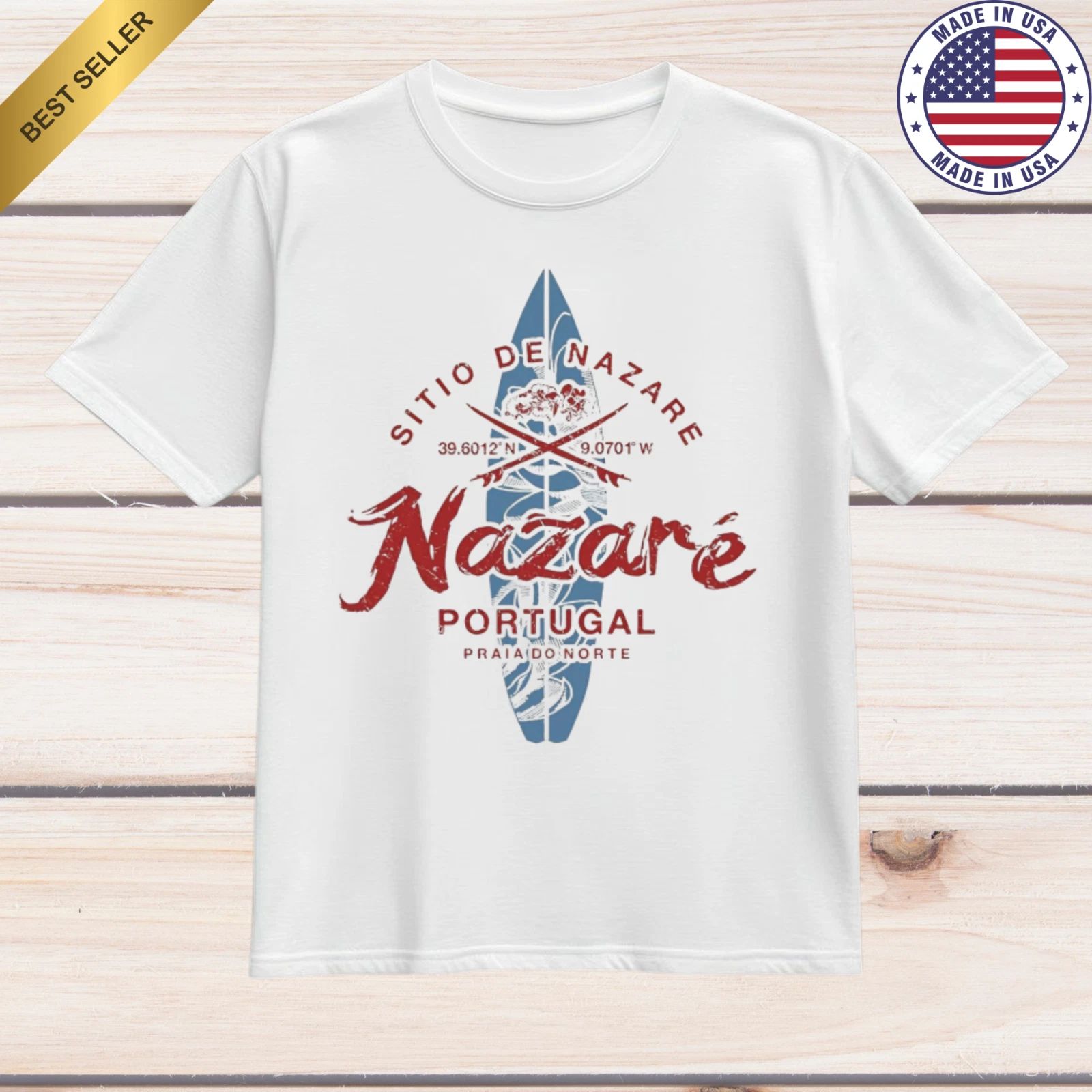 Lisbon Portugal Retro Surf Vintage Beach Graphic T-Shirt S-4XL