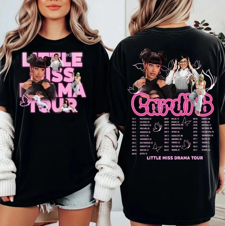 Cardi B Little Miss Drama Tour 2026 T-shirt Graphic Tee Gift For Fan Two Side