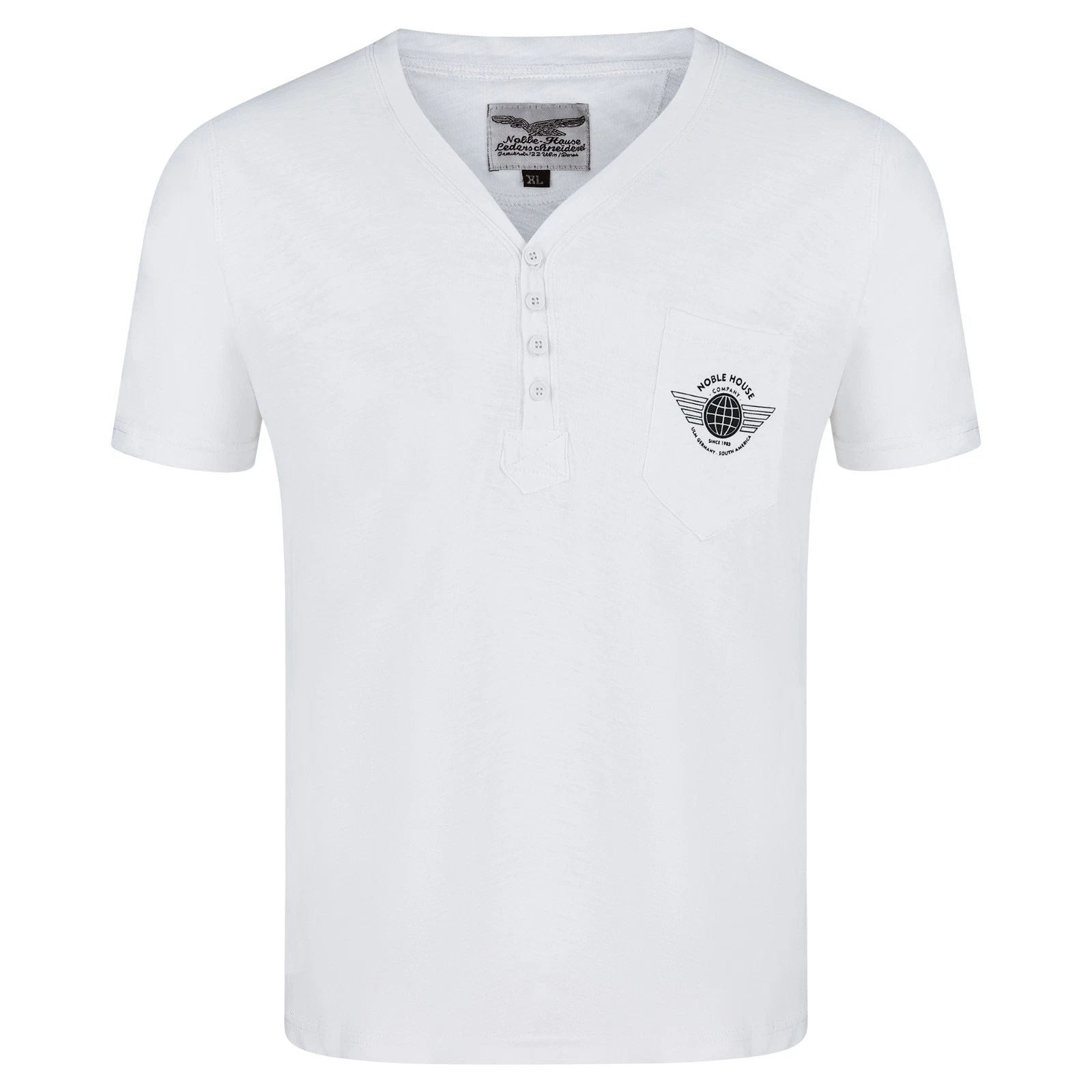Noble House Cotton White Button Up T-Shirt Unisex New