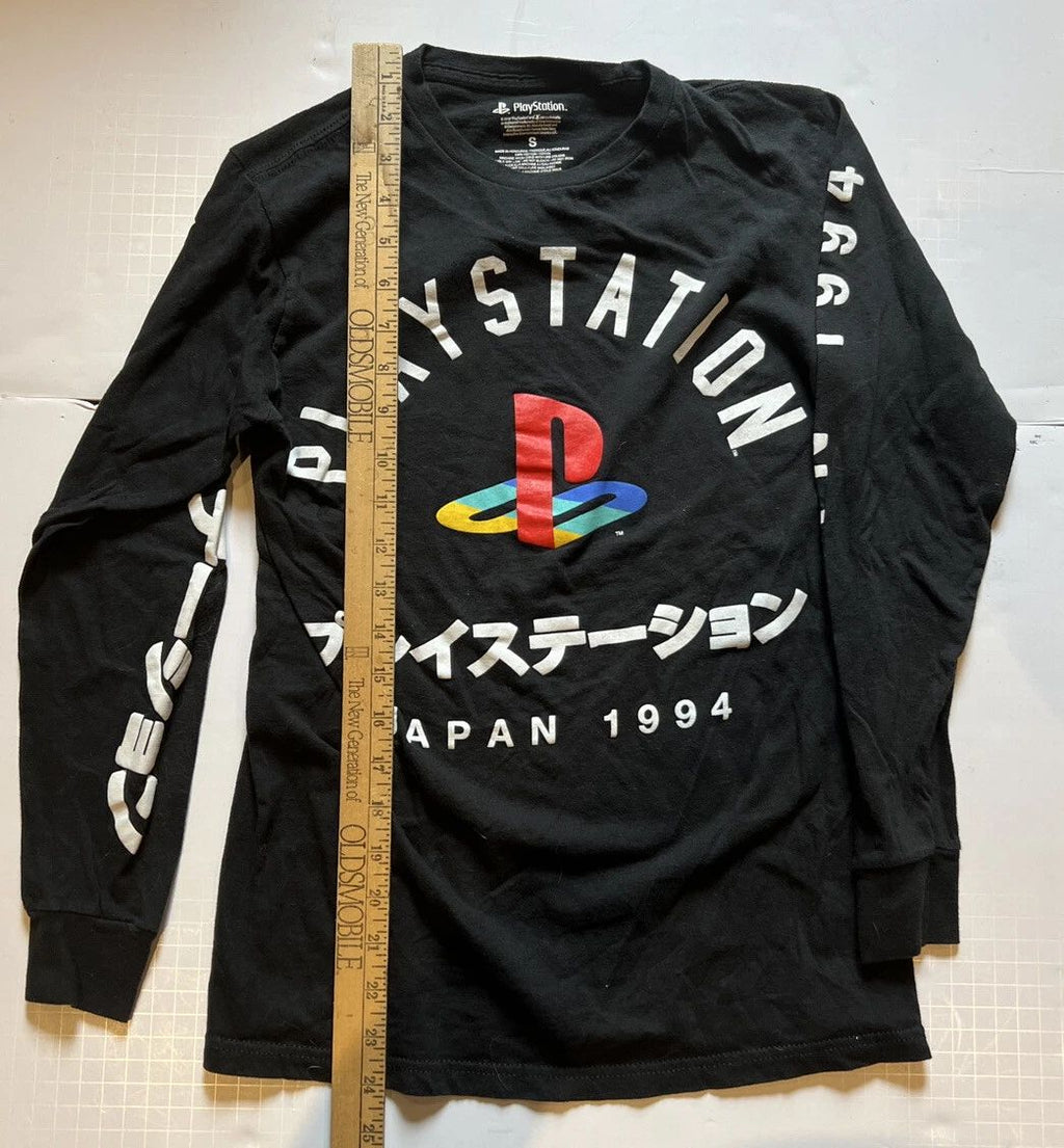 PLAYSTATION Japan 1994 Mens Shirt Black Small Long Sleeve Graphic Youth L