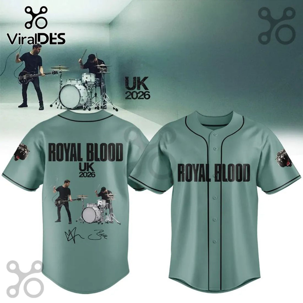 Royal Blood UK Tour 2026 Sage Green Baseball Jersey
