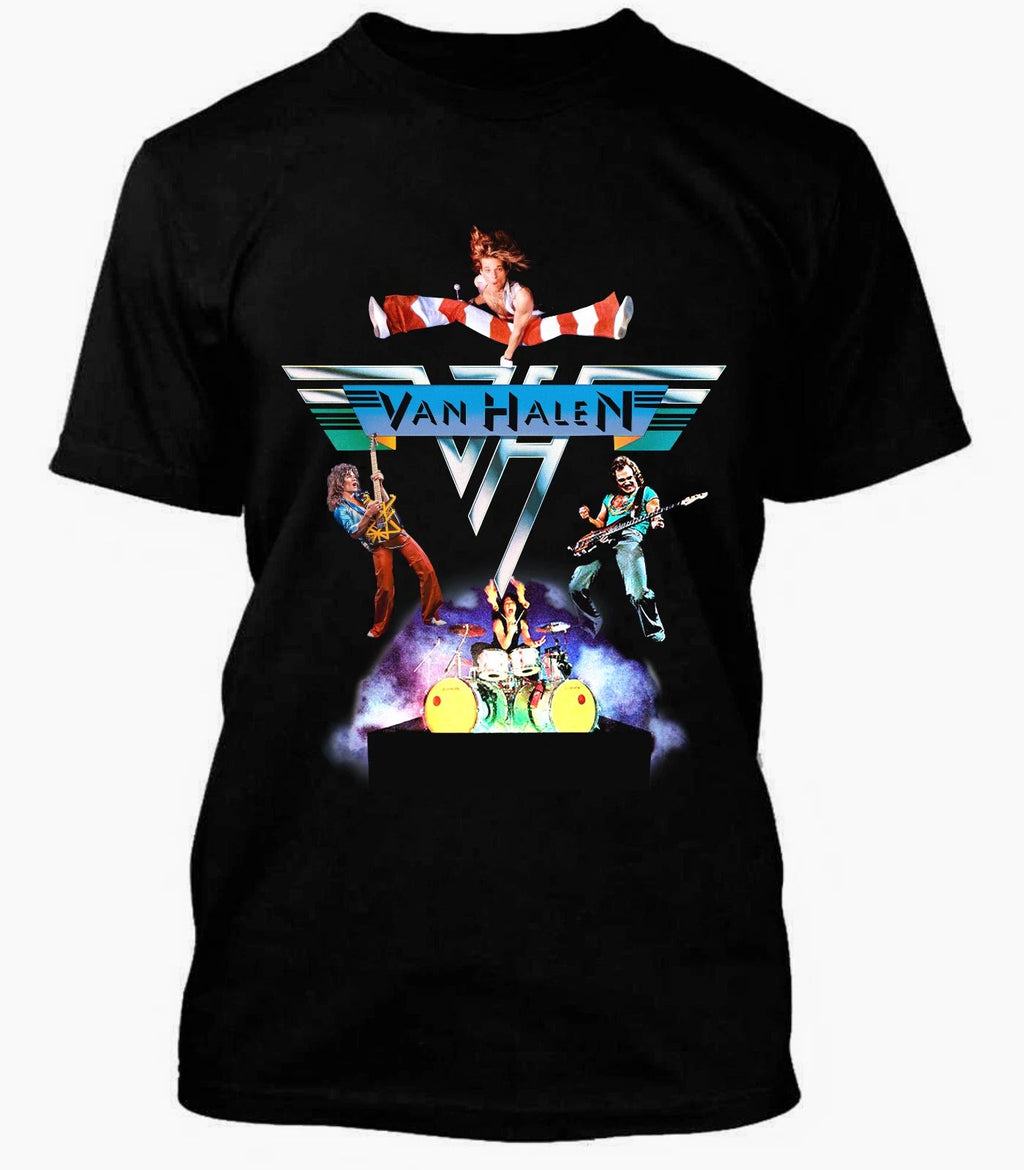 Van Halen II Tour Concert Heavy Cotton Black Unisex T-shirt Size S-5XL