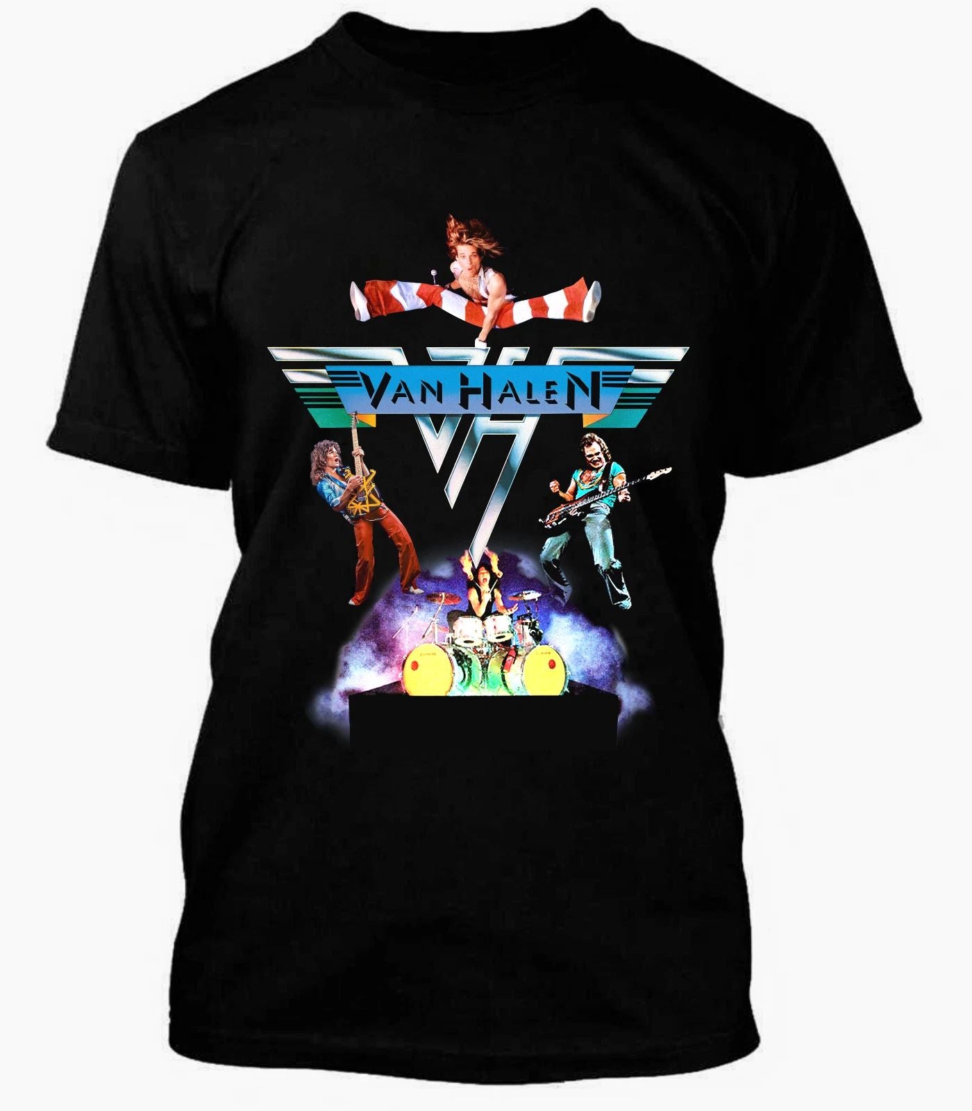 Van Halen II Tour Concert Heavy Cotton Black Unisex T-shirt Size S-5XL