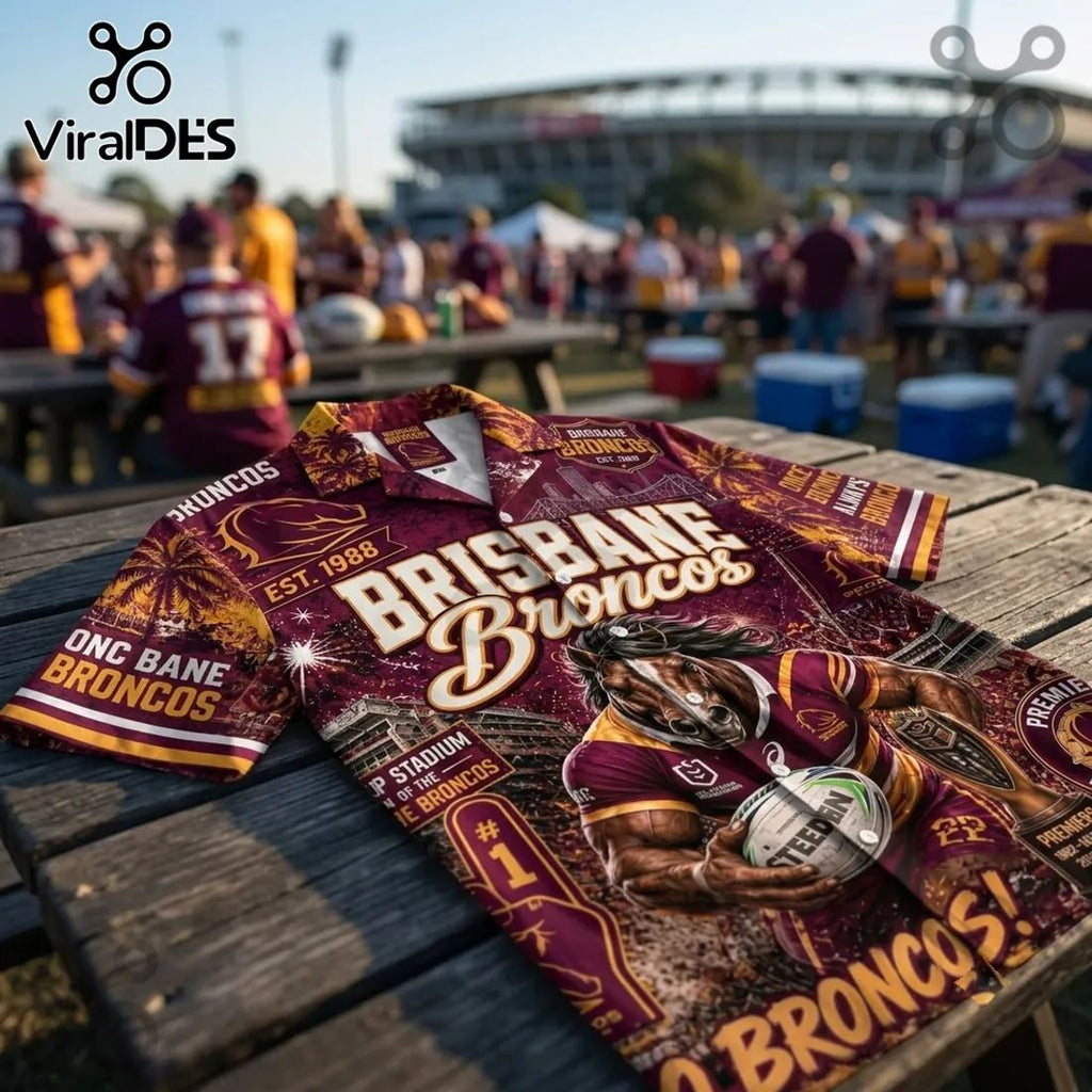 Brisbane Broncos Maroon Hawaiian Shirt