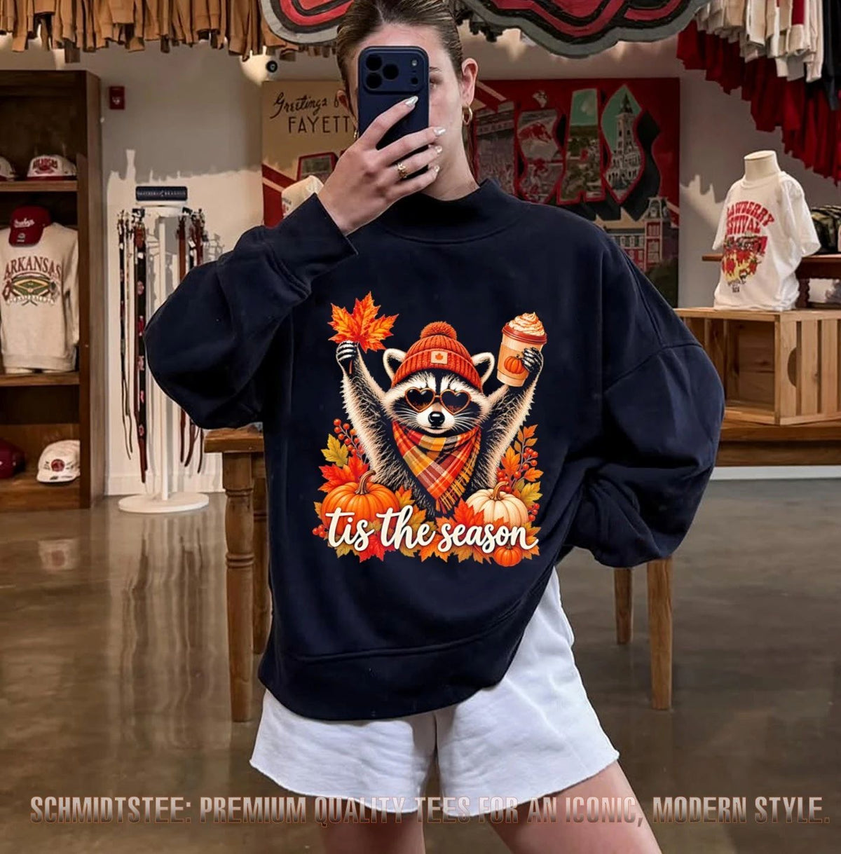 Raccoon tis the season illustration shirt