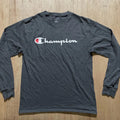 Champion T Shirt Adult Size Medium Gray Slim Fit Long Sleeve