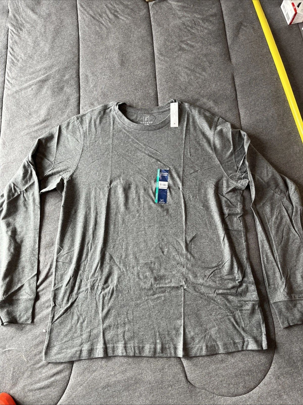 GEORGE Men’s Sz XL (46-48)  Gray Crew Neck Long Sleeve T-Shirt  NWT 100% Cotton