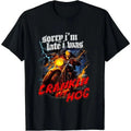 Sorry I’m Late I Was Crankin My Hog Skeleton Motorcycle Graphic T-Shirt