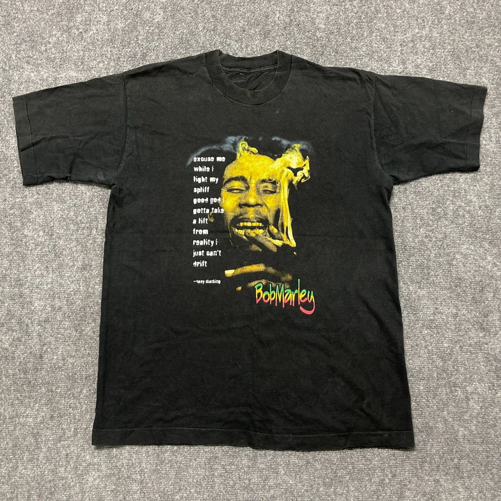 Bob Marley T Shirt Mens Black Crew Neck Spell Out Graphic Print Streetwear Tee