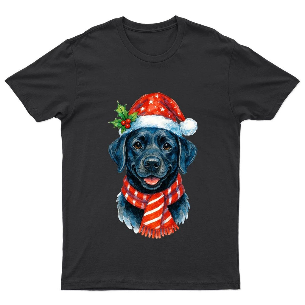 Black Labrador Dog Christmas Holidays Mens T-Shirt Womens Tee Graphic Unisex