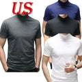 Mens Short Sleeve Mock Neck T Shirt Casual Slim Fit Tops Tee Undershirt Club