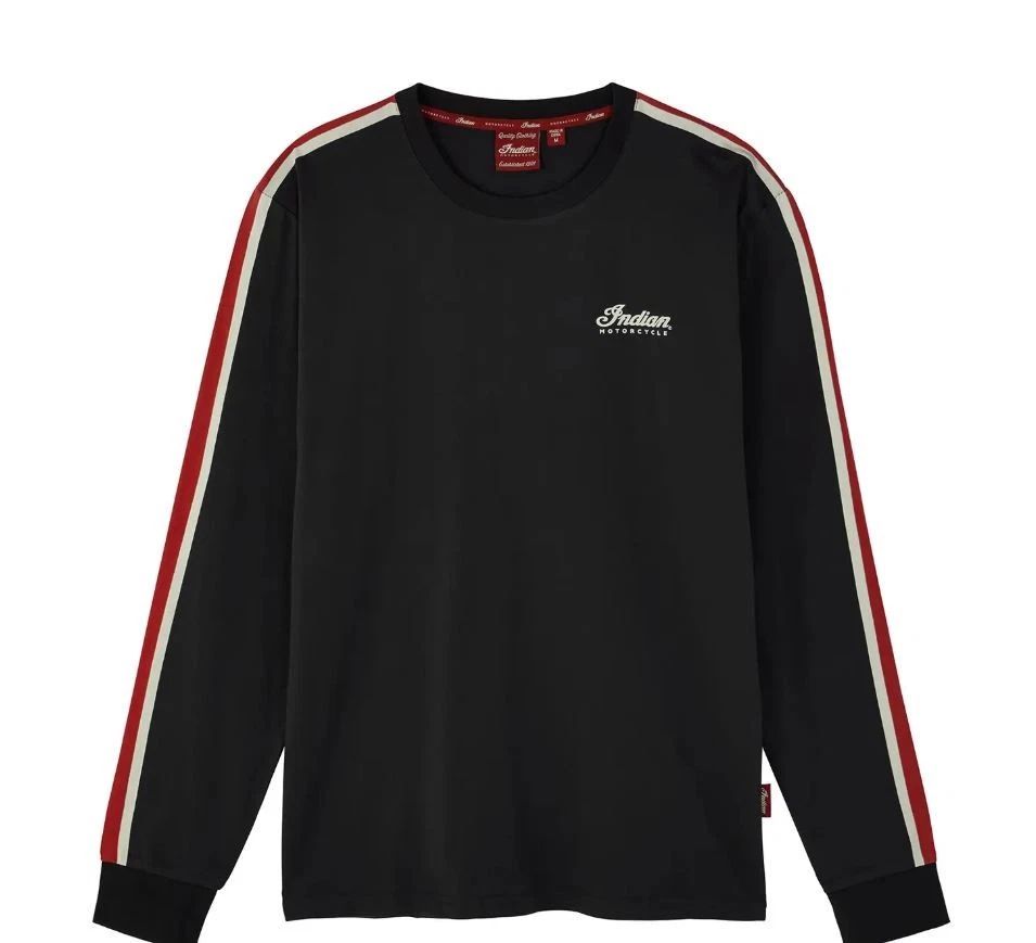 Indian Motorcycle Men's Striped Headdress Long Sleeve T-Shirt Black 2865616