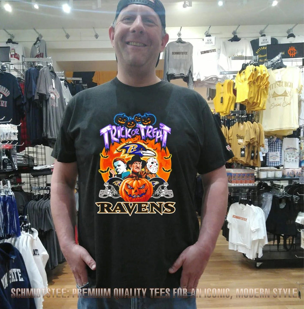 Baltimore Ravens x Horror characters Trick Or Treart Halloween shirt