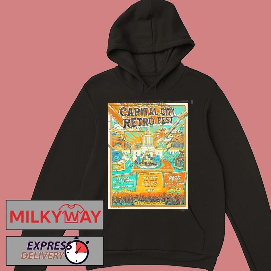 Capital City Retro Fest 2026 Full Lineup Poster In Salem Oregon At Riverfront City Park Gerry Frank Amphitheater On August 14 15 16 2026 T-Shirt