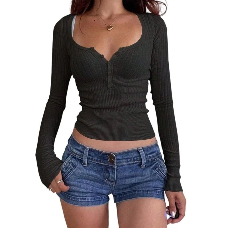 Modern Stretch Polyester Button Up Blouse Slim Fit Long Sleeve Base Layer Winter