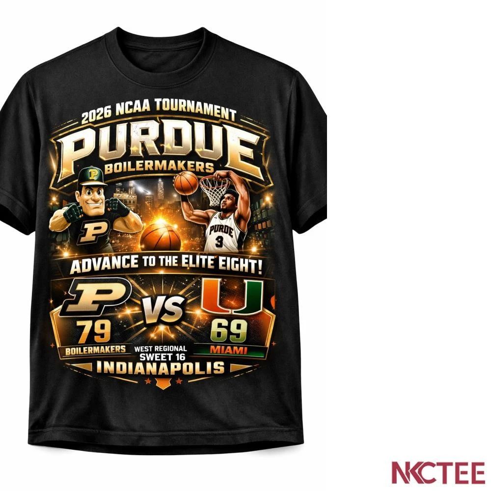 NKCtees Purdue Boilermakers 79 69 Miami basketball advance to the elite eight 2026 NCAA Tournament shirt