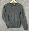 Van Heusen Mens T-Shirt Long Sleeve V-Neck Medium Gray 100% Cotton