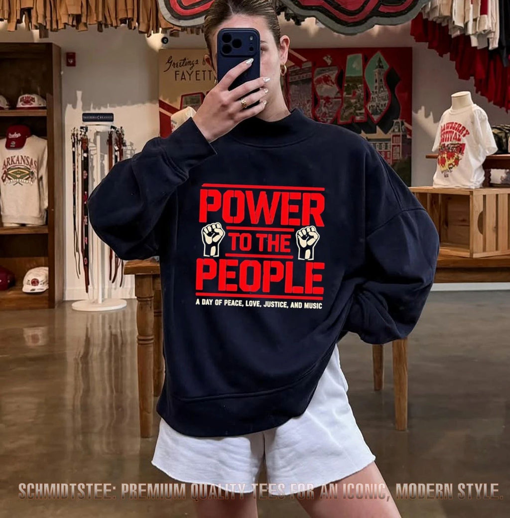 Tom Morello with Power to the People a day of peace love justice and music shirt
