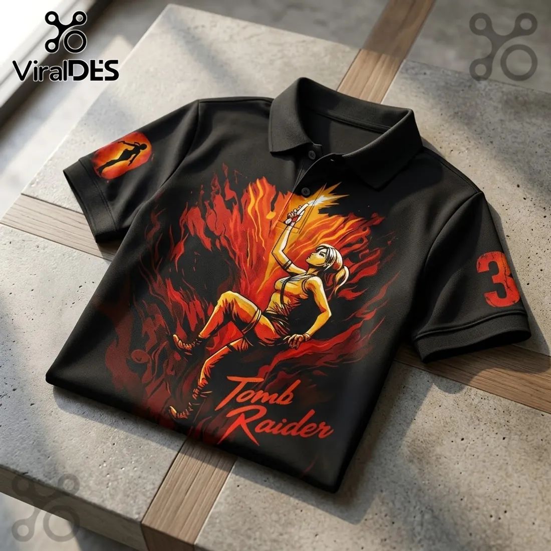 Tomb Raider 30th Anniversary Black Polo Shirt