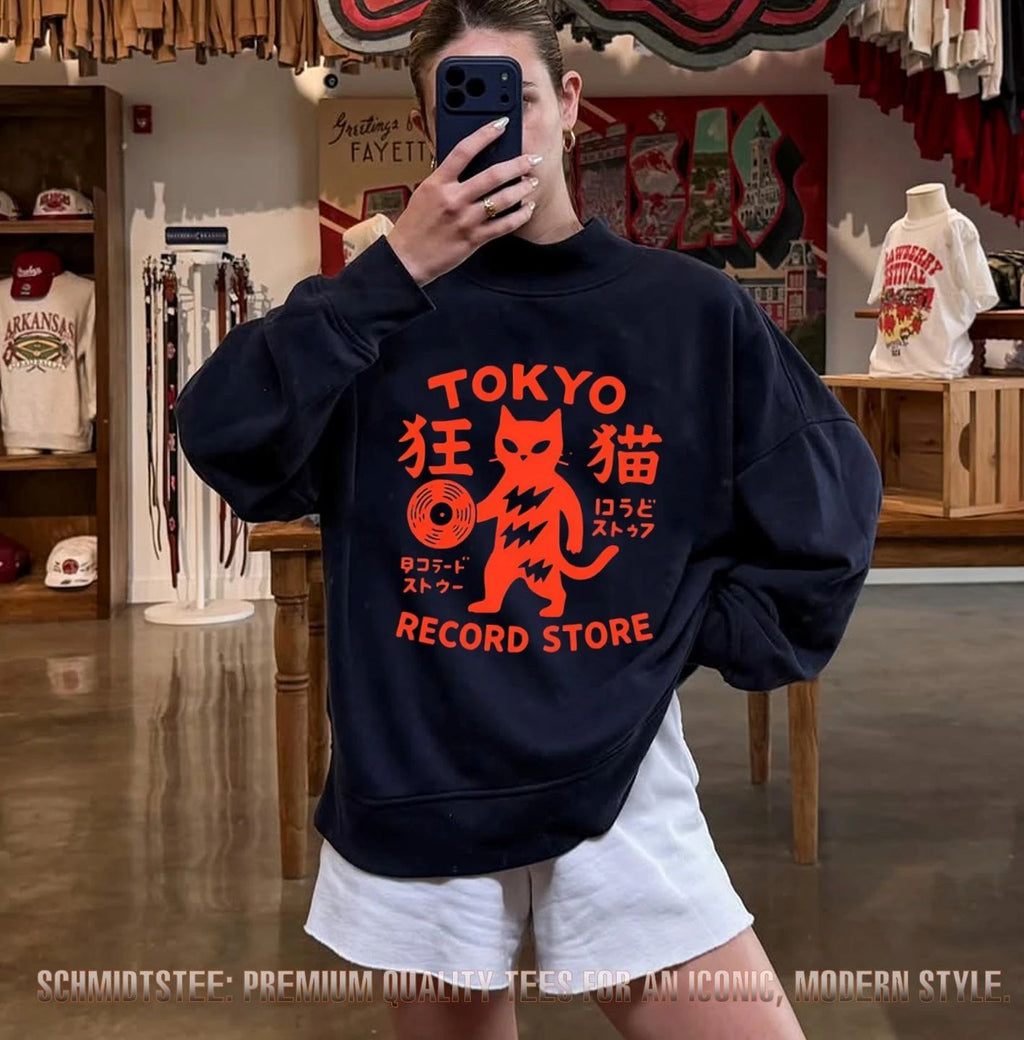 Tokyo Record Store Cat Japanese Streetwear shirt