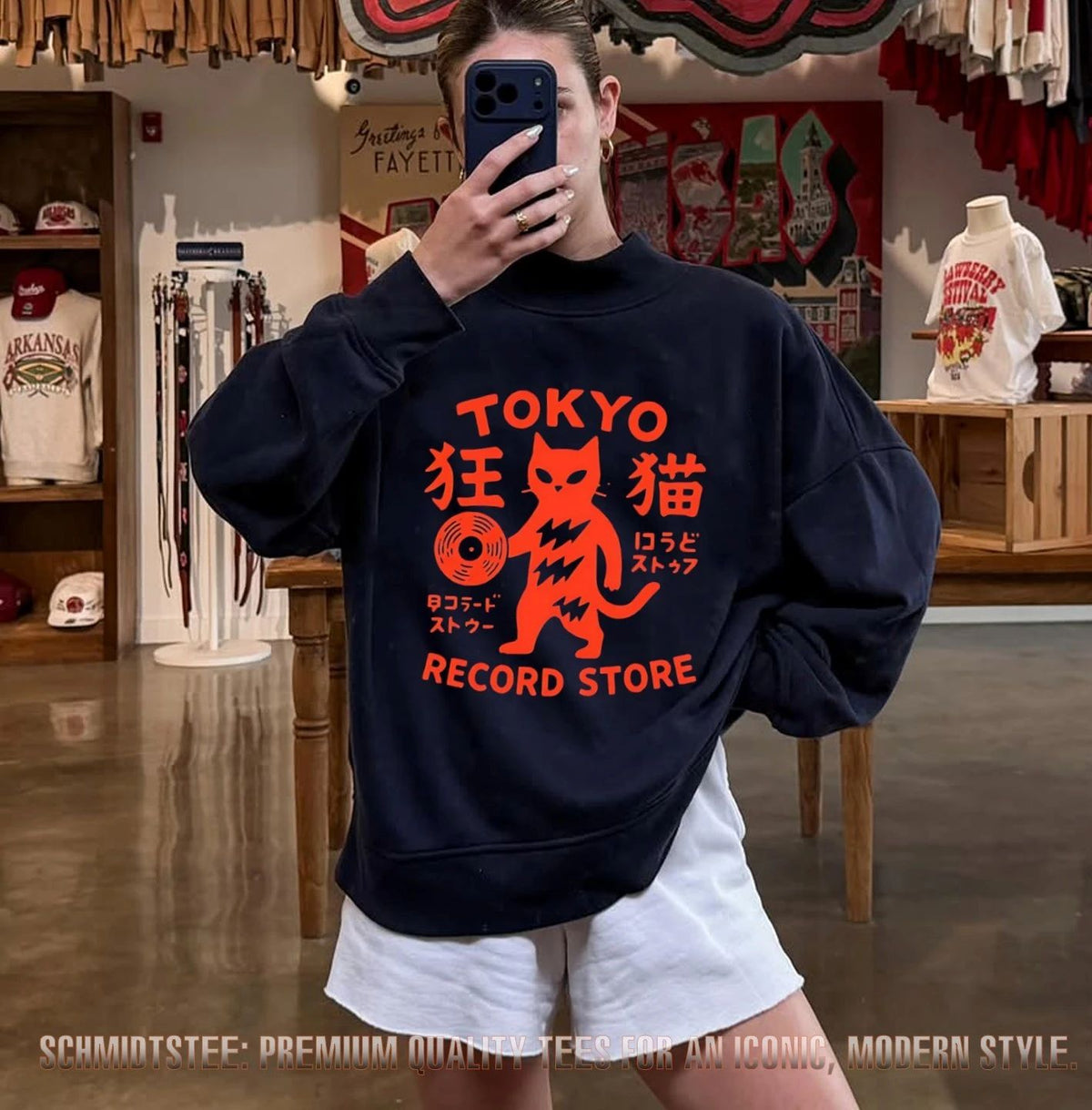 Tokyo Record Store Cat Japanese Streetwear shirt