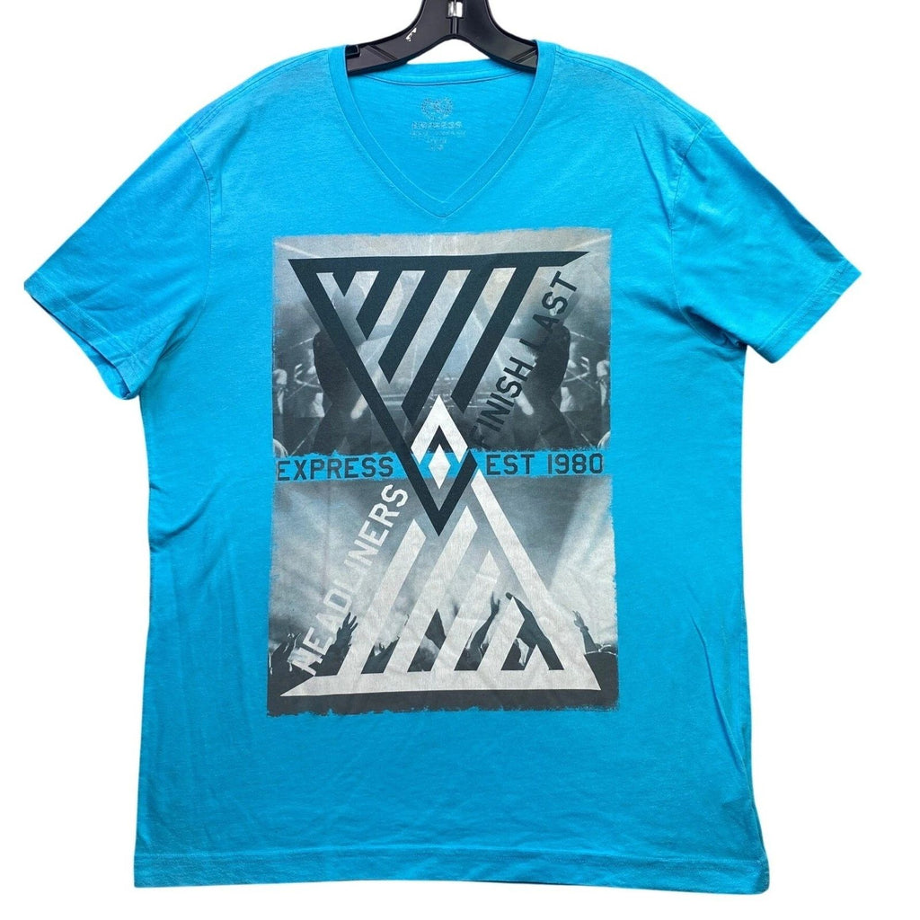 Express Shirt Mens Large Headliners AOP Grunge Rock Pop Streetwear Everyday