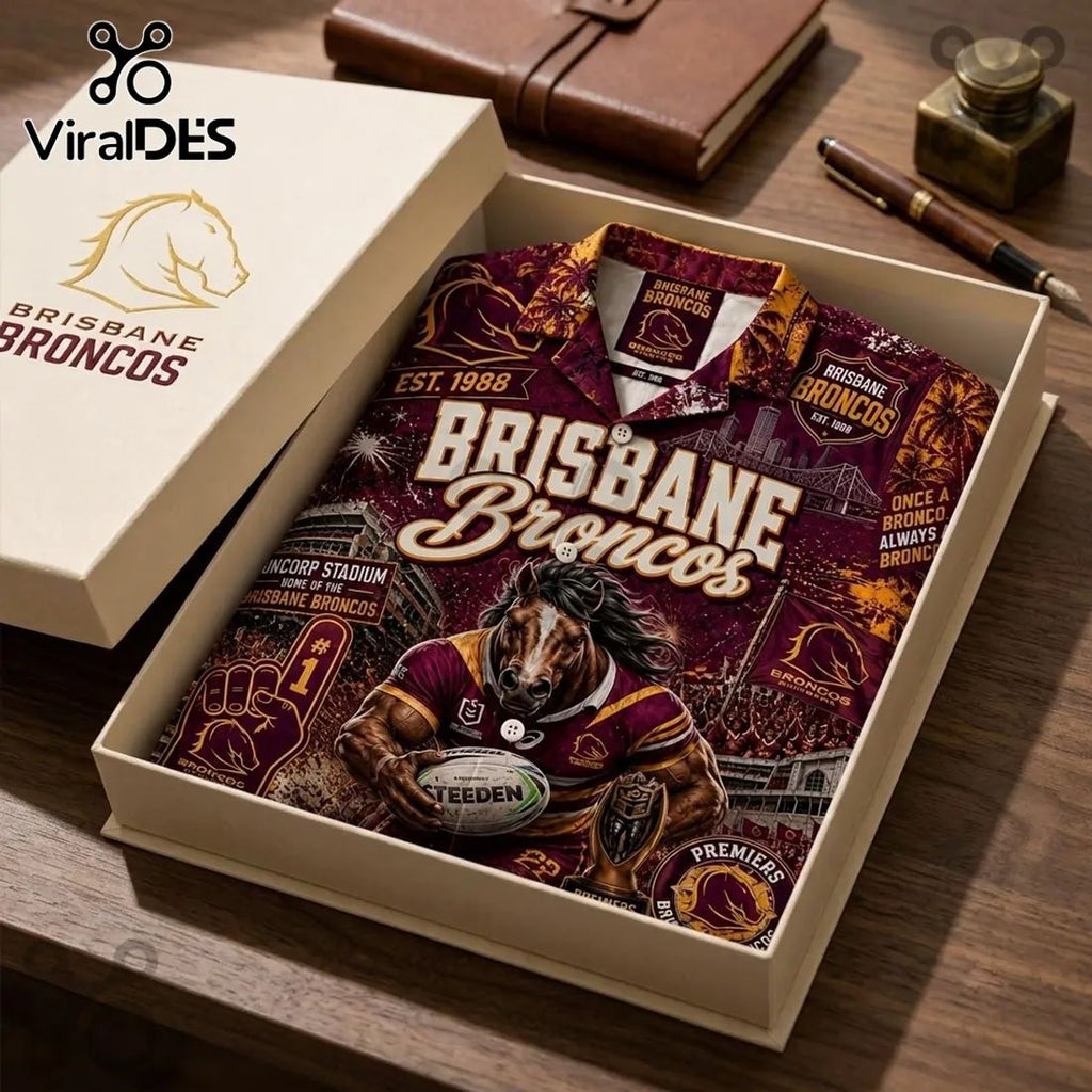 Brisbane Broncos Maroon Hawaiian Shirt