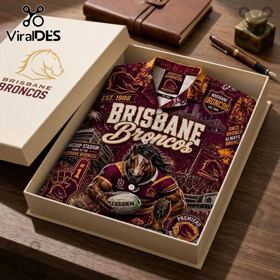 Brisbane Broncos Maroon Hawaiian Shirt