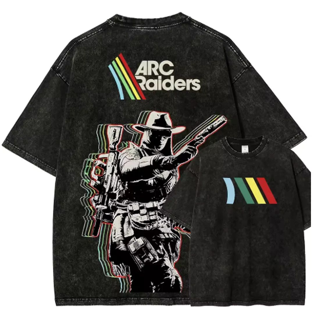 ARC Raiders Graphic T Shirt Vintage Black Washed Gaming Streetwear Unisex Retro