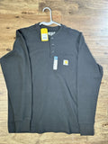 NEW * Carhartt Relaxed Fit Heavyweight Long Med Henley Pocket Thermal - Black